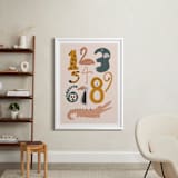 "Safari Friends Numerals" - Art Print in Flamingo by Jenna Holcomb - In a Room