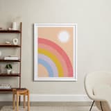 "Double Rainbow with Moon and Sun IV" - Art Print in Sunrise by Emanuela Carratoni - In a Room