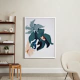 "Modern Abstract Floral art print" - Art Print in turquoise blue by Caryn Owen - In a Room