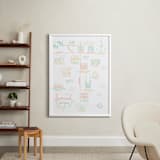 "Savannah, Georgia Calligraphy Map" - Art Print in Coral by Megan Kelso - In a Room