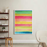 "painted abstract stripes2" - Art Print in green by Ramoncita - In a Room
