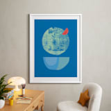 "Blue Garnish" - Art Print in Bold Blues by sue prue - In a Room