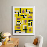 "Plum Puzzle" - Art Print in Citrus Yellow by Morgan Ramberg - In a Room