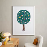 "Lots of Songbirds" - Art Print in antique pine by Eve Schultz - In a Room