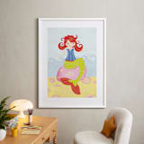 "Mermaid" - Art Print in Raspberry Lime by Stellax Creative - In a Room