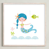 "Blue Mermaid" - Art Print in Turquoise by Shannon Hays - Framed