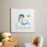 "Blue Mermaid" - Art Print in Turquoise by Shannon Hays - In a Room