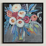 "Peonies by the night" - Art Print in Midnight Blue by FARIDA ZAMAN - Framed
