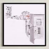 "Sicily" - Art Print in Shades of Grey by Viktoria Eperjesi - Framed