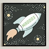 "Out of this World" - Personalized Art Print in Mint by Jessie Steury - Framed