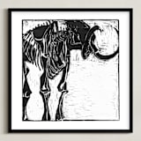 "Dino Woodcut" - Art Print in Black by South City Press - Framed