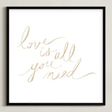 "Love Lyrics" - Art Print in gold by rose lindo - Framed