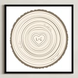 "Family Tree Rings" - Personalized Art Print in Bark by Jessie Steury - Framed