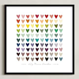 "Paper Hearts" - Personalized Art Print in Rainbow by InkDot - Framed