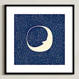 "Celestial Moon" - Art Print in Navy by Katherine Morgan - Framed