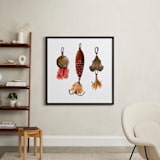 "Fishing Lures No. 1" - Art Print in Dark Gold by Tanya Lee of Frooted Design - In a Room