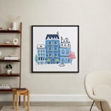 "Paris, J'adore" - Art Print in Parisian Blue by Ali Macdonald - In a Room