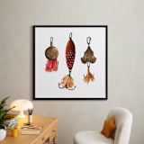 "Fishing Lures No. 1" - Art Print in Dark Gold by Tanya Lee of Frooted Design - In a Room