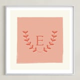 "Laurel" - Personalized Art Print in Coral by Kim Dietrich Elam - Framed