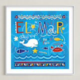 "El Mar" - Art Print in Light Blue by Kimberly Schwede - Framed