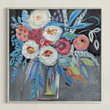 "Peonies by the night" - Art Print in Midnight Blue by FARIDA ZAMAN - Framed