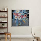 "Peonies by the night" - Art Print in Midnight Blue by FARIDA ZAMAN - In a Room