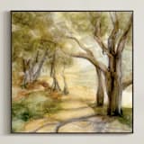 "Dreamy Olive Trees" - Art Print in Olive Green by Bethany Hackmann - Framed Canvas