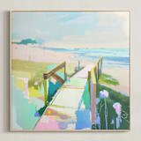 "Barefoot Blue-Jean Day" - Art Print in Marsh by Julie Chi - Framed Canvas