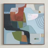 "Waypoint 1" - Art Print in Soft Blue Sage by Eunmee Studio - Framed Canvas
