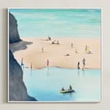 "Beachside Bliss" - Art Print in Soft Turquoise by Elle Youm - Framed Canvas