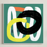 "Feather Step Modern " - Art Print in Teal Green by Amantha Tsaros - Framed Canvas
