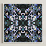 "Pansy painting - mirrored" - Art Print in Violet and turquoise by Oana Prints - Framed Canvas