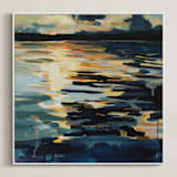 "Collide I" - Art Print in Marine Blue by Kelly Johnston - Framed Canvas