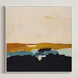 "Yellow Seascape" - Art Print in White by Caryn Owen - Framed Canvas