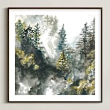 "Forest Mist" - Art Print in White by Anne Kostecki - Framed
