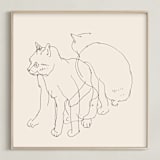 "Sketches after cat II" - Art Print in Black and champagne by Catilustre - Framed