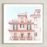 "Pastel Pink House" - Art Print in Peach by Heather Loriece - Framed