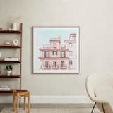 "Pastel Pink House" - Art Print in Peach by Heather Loriece - In a Room