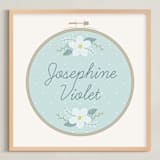 "Embroidery Name" - Personalized Art Print in Sky by Carolyn Kach - Framed