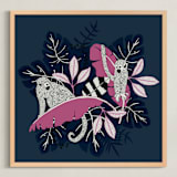"Welcome to the Jungle | Two Monkeys" - Art Print in navy by Karoline Richardt - Framed