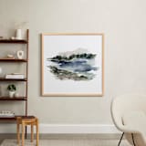 "Mountain View" - Art Print in Navy and Dusty Blue with Forest and Sage Green by Kate Nelson - In a Room