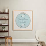 "Embroidery Name" - Personalized Art Print in Sky by Carolyn Kach - In a Room