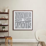 "Adventure Awaits Vintage Airplane" - Art Print in White by Lorena Depante - In a Room