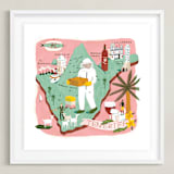"Tenerife Map" - Art Print in Tenerife Pink by Lindsey Balbierz - Framed