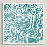 "Be. Here. Now." - Art Print in Ocean Blue by Ria Sharon - Framed