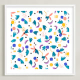 "Geometric plants" - Art Print in White by FERNANDA MARTINEZ - Framed
