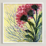"Dazzling Bouquet" - Art Print in deep rose pink by Amelia Gluba - Framed
