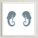 "Seahorse Duet" - Art Print in blue by raven erebus - Framed