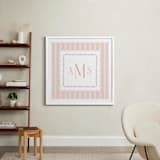 "Meadow Stripes Monogram" - Personalized Art Print in Blush by Ana Sharpe - In a Room