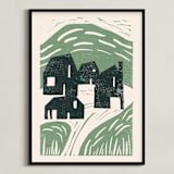 "chalet" - Art Print in Moss by Maja Cunningham - Framed
